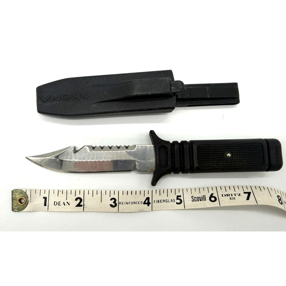 Akona 210 Scuba Diving Knife 304SS Stainless Steel Serrated Edge Line Cutter
